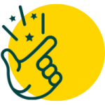 Fingerschnips Icon auf gelbem Hintergrund