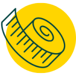 Maßband Icon auf gelbem Hintergrund