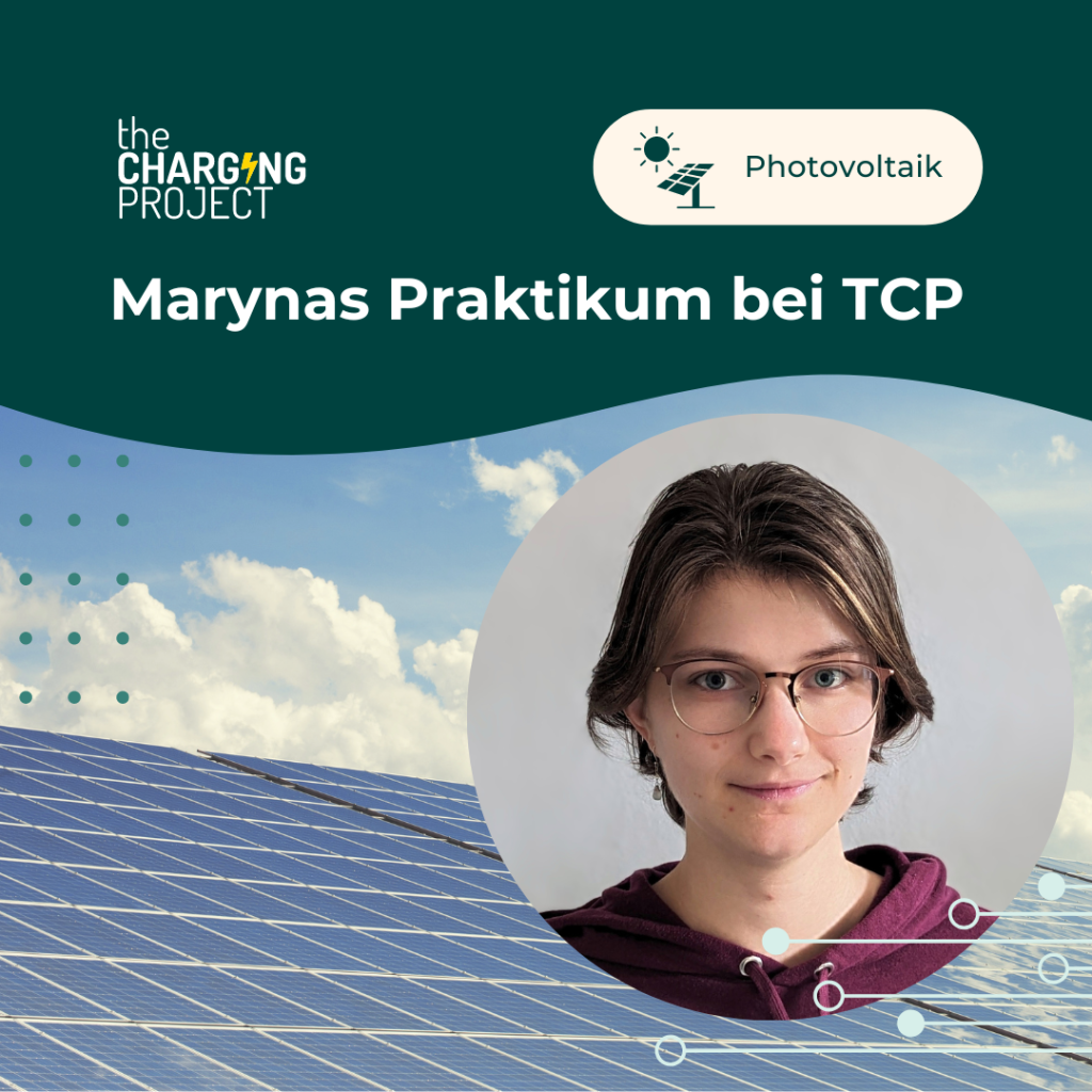 TCP Bild mit Maryna Puchko im Vordergrund und Solarplatten im Hintergrund